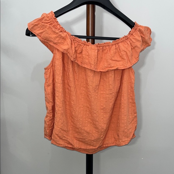 a.n.a Orange Ruffle Off-Shoulder Blouse - Picture 3 of 3